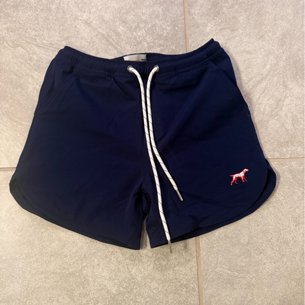 Fieldstone Youth Navy Shorts with Rope Drawstring and Dog Embroidery
